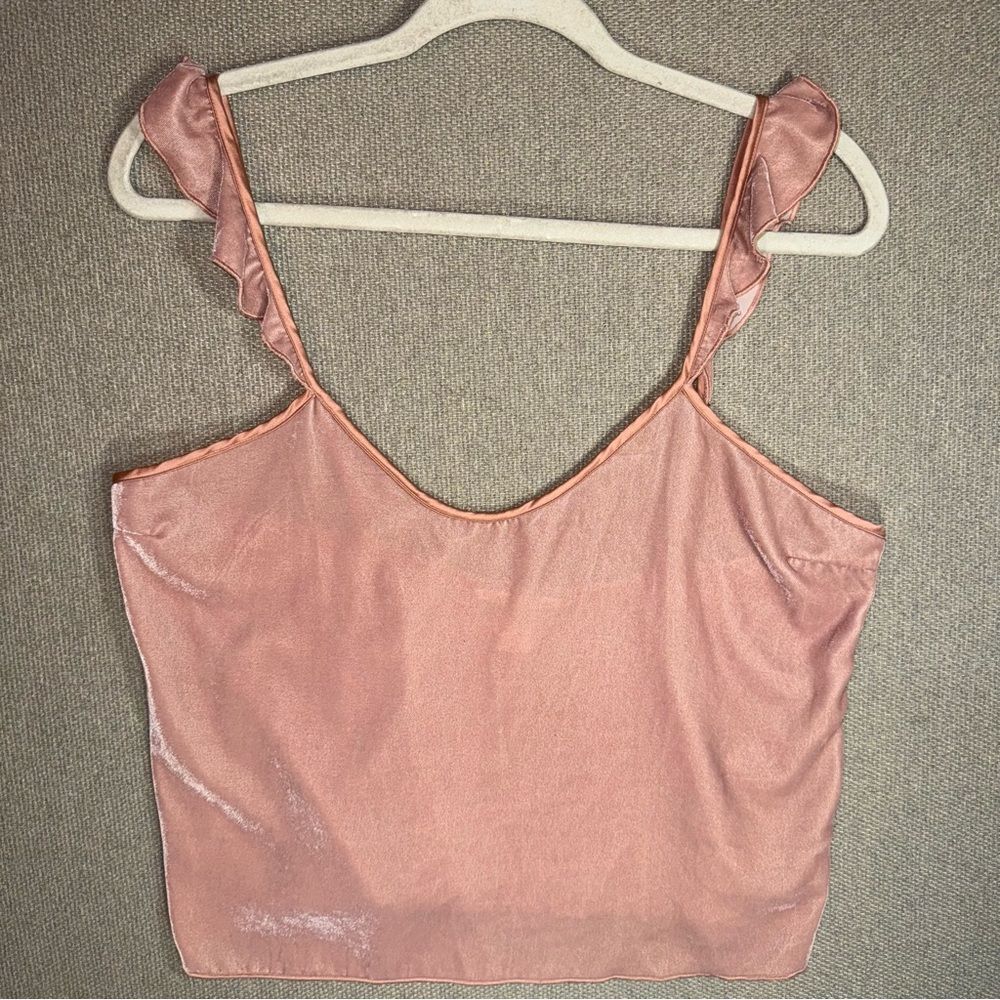 Victoria's Secret size medium velvet Pink Camisole with Ruffle Straps